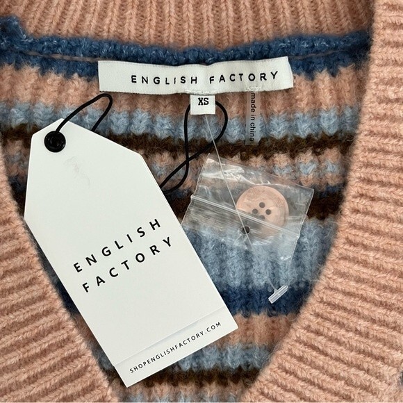 NWT English Factory Knit Striped Cropped Cardigan, Size XS - Picture 8 of 9